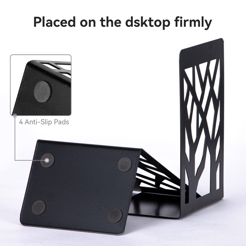 INNÃ”PLUS Metal Bookends Black 6 Pair - Heavy Duty Book Stoppers for Shelves - Decorative Book Ends - Image 2